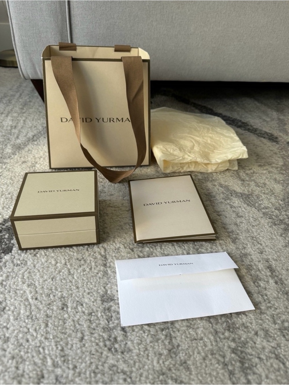 Authentic David Yurman Cream and Brown Branded Jewelry Packaging Set